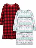 Simple Joys by Carter's Girls 2-Pack Fleece Nightgowns Nachthemd, Buffalo Karos/Norweger, 2-3 Jahre (2er Pack)