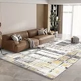 Vamcheer Teppich Wohnzimmer Flauschig Waschbar 160X230- Gelb/Grau Schlafzimmer Teppich rutschfest, Teppiche Gegend Moderner, Super Weich Eingedickter Schwamm Komfort Updrade, für Arbeitszimmer, Büro