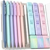 Four Candies 0.7 mm Druckbleistift Set, 6PCS Niedliche Druckbleistifte mit 360PCS Minen, 3PCS Pastell Radiergummis und 9PCS Radiergummi-Minen