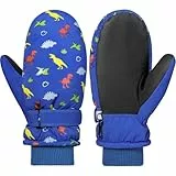 Schneehandschuhe für Kinder,Wasserdichte Skihandschuhe für Kaltes Wetter,Rutschfeste Handschuhe, Verstellbarem Magic Tape,Jungen/Mädchen Fäustlinge für Winter Outdoor-Aktivitäten (Blau,L)
