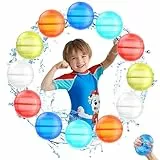 12 Stück Wiederverwendbare Wasserballons, Eine Sekunde Schnellfüller Wasserbomben Bomben Set, Einfach zu Lagern Pool Spielzeug Wasserball für Sommer, Schwimmbad, Strand, Garten, im Freien