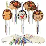 WEDNOK 5tlg Igel Windspiel Bastelset Kinder Herbst Basteln Holz Herbstdeko Bastelhandwerk Kreativsets Igel Klangspiele zum Basteln für Erntedankfest Herbst Mädchen Junge