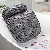 Badewannenkissen Grau mit Saugnäpfen, Badekissen Badewannenkissen Nacken & Nackenkissen Badewanne, Badekissen für Badewanne, Badewannen Kissen & Duschkissen Badewanne L 34cm x B 36cm x H 9cm