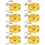 VIKY 8 Stk LED Lichterkette Batterie mit Timer, 2M 20 LED Micro Kupferdraht Lichterkette Innen Batteriebetrieben, Warmweiß lichterkette mit Timer für Hochzeit, Silvester, Weihnachten Innen Dekoration