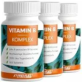 Vitamin B Komplex 3x365 Tabletten - B Komplex mit B12 - alle 8 B-Vitamine (B1, B2, B3, B5, B6, B7, B9, B12) + Co-Faktoren Cholin & Myo-Inositol, laborgeprüft mit Zertifikat, vegan