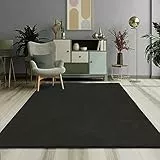 Mia's Teppiche Emely Moderner Weicher Kurzflor (17 mm) Wohnzimmer Teppich - Schwarz - 60x110 cm