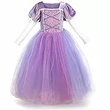 IBTOM CASTLE Kinder Mädchen Kostüm Prinzessin Rapunzel Lang Kleid Party Verkleidung Festlich Karneval 6-7 Jahre