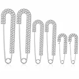 6 Stück Sicherheitsnadel Brosche Schleppennadel Brautkleid Silberne Broschennadeln für Damen Silber Pin Verschluss Strassnadeln Funkelnde Dekorative für Modische Zum Nähen Pullover Schals Röcke