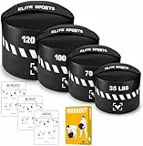 Elite Sports Strapazierfähiger Workout-Sandsack - ungefüllte, langlebige Sandsäcke für Powerlifting, Kampftraining und Ganzkörpertraining (schwarz, 31,8 kg)