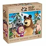 Lisciani - Puzzle MASHA UND MICHKA - 60 Teile Doppelseitiges Puzzle für Kinder ab 4 Jahren - Rückseite Zum Ausmalen - Format 50x70 cm - Manuelle Aktivität Masha - Geschenkidee zum Geburtstag