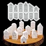EPODA Silikonformen Gießformen Häuser, 12 Stück Kleine Silikonform Haus, Gießformen Silikon Häuser, Silikonform Haus 3D
