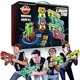 VATOS Wiederaufladbares Laser Tag Set – 4 Pack Lasertag mit Empfängern für Kinder Erwachsene, 2.4GHz Daten-Sync-Anzeige Spiel, Infrarot Spielzeug Alter 6-12+ Jungen Mädchen
