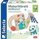 Selecta 61075 Tulips Garden, Motorikbrett Gießkanne, 25 cm, Motorikspielzeug aus Holz