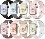 Mastten 8 Stück Sport Armbänder Kompatibel mit Apple Watch Armband 44mm 45mm 46mm 49mm 42mm Damen Herren, Weiche Silikon Ersatz Armband für Apple Watch 10 9 8 7 6 5 4 3 2 1/iWatch SE Ultra 2, Moranti