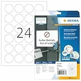 HERMA 5066 Universal Etiketten ablösbar rund, 25 Blatt, Ø 40 mm, 24 pro A4 Bogen, 600 Stück, selbstklebend, bedruckbar, matt, blanko Papier Klebeetiketten Aufkleber, weiß