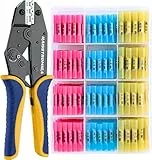 Haisstronica Crimpzange set mit 200 Stück Schrumpfverbinder, Krimpzange für Schrumpf-Stoßverbindern, Crimpwerkzeug geeignet für 0,5mm² - 6mm² (AWG 22-10)