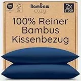 Bambaw Kopfkissenbezug Bambus 75x50 cm, 2-er Pack, nachhaltige Bambusfasern, Bettwäsche Sommer kühlend, weiche antiallergische Bettwäsche, antibakterielle & Anti Akne Bambus Kissenbezüge (Marineblau)