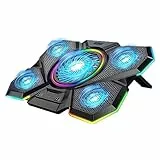 LIANGSTAR Kühler für 12-17 Zoll Laptops, 5 Lüfter Cooling Pad (2100RPM) Mit Rutschfestem Ständer, 6-Fach Höhenverstellbar, USB-Anschluss, RGB-Beleuchtung