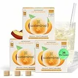 waterdrop® Microdrink Eistee Pfirsich, 36 Ice Tea Drops Würfel, Zuckerfreie Getränkewürfel, Kalorienarm, wertvolle Vitamine, Schwarzer Tee mit Pfirsichgeschmack