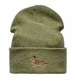 Baddery Strickmütze Herren & Damen : Dackel - Geschenk für Hundebesitzer Jäger Geschenke - Beanie Männer Mütze Gassi (Grün)