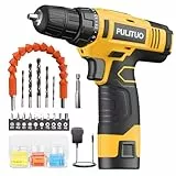 PULITUO 12V Akku-Bohrmaschine ，Leistungsstarke Bohrer-Sets mit Li-Ion Akku, 21+1 Drehmomenteinstellung,3/8' Zoll Keyless Chuck,elektrische Bohrmaschine,Variabler Drehzahlschalter,LED Licht.
