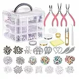 HOTOOLME Schmuck Basteln Set Schmuckherstellungs-Set mit Schmuckzange, Perlendraht, Schmuckperlen für die Reparatur von Schmuck, Halskette, Ohrringen, Armbändern für Mädchen, Frauen