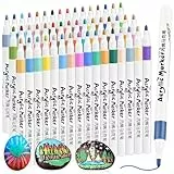 GOLDGE 48 Farben Acrylstifte für Steine, Wasserfeste Holzmalstifte, Kinderacrylmarker, Glasmalstifte, Multimarker für Keramik, Basteln, DIY, Fotoalben, Stoff