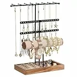 SchmuckstäNder, Schmuckhalter, Schmuck Organizers mit Ringbasis, Schmuckaufbewahrung mit 38 Löcher Ohrringhalter, KettenstäNder, für Ringe, UhrenstäNder, Armbandhalter, Ketten Aufbewahrung (A)
