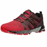 ASHION Sneaker Herren Sportschuhe Laufschuhe Turnschuhe Leichtgewichts Atmungsaktiv Freizeit Straßenlaufschuhe, D Rot,41 EU