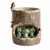 FunnyGoo Sukkulenten-Übertopf, Blumentöpfe, Bonsai-Töpfe mit niedlichen Tieren für Büro, Balkon und Garten, grün, Green Frog