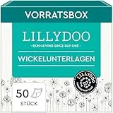 LILLYDOO hautfreundliche Baby Wickelunterlagen 60x 60 cm, 50er Pack (5x10 Stück), Weich, Ohne Parfüme & Lotionen für empfindliche Haut, Dermatologisch getestet