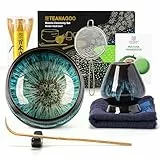 TEANAGOO Matcha Set| Matcha Tee Set| Matcha Besen| Matcha Tea Set | Matcha Schale| Matcha Whisk,Schaufel, Sieb, Matcha-Besenhalter, Matcha-Besenständer-7 Stück Matcha Zubehör,N4, Junware-Grün