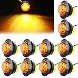 LeKaufen 10 Stück 3/4' Auto Runde LED Seitenleuchten 1,9cm Seitenmarkierungsleuchten 12V 24V Kontrollleuchte Begrenzungsleuchten Positionsleuchten für Lastwagen Anhänger Wohnmobile Wohnwagen (gelb)