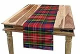 ABAKUHAUS Plaid Tischläufer, Caledonia schottischen Stil, Esszimmer Küche Rechteckiger Dekorativer Tischläufer, 40 x 225 cm, Rot Blau