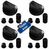 VIOKS SET 4x Drehknopf Herd Schwarz Schalter Herd Universal mit Adaptern 16teilig - Knöpfe & Schalter für Backöfen & Herde/Elektroherd Ersatzteile