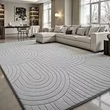 Sour Lemon Teppich Wohnzimmer 160x230cm, 3D Halbkreismuster Teppichd Grau Waschbarer Teppich Flauschige Carpets Schlafzimmer Carpet Gegend Kurzflor Flauschig Rutschmatte Kinderzimmer Teppiche