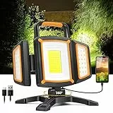 SYLSTAR LED Strahler Akku 30W, 3000LM Super Hell Baustrahler mit Magnet, 5 Lichtmodi und Powerbank, Drehbare Tragbare Wasserdichte Wiederaufladbare Arbeitsleuchte für Garage, Werkstatt