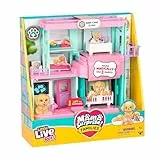 Little Live Pets Mama Surprise Families Baby-Klinik-Spielset, 3 Retriever-Welpen enthüllen, magisch, zweiseitiges Spielset (27,8 cm breit, 23,8 cm hoch). Füttern, Baden & Spielen, Geschenk für Kinder
