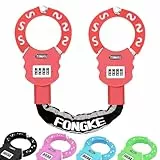 E Scooter Schloss Zahlenschloss, 8mm Handschellenschloss Ohne Schlüsse, Fahrradschloss Hohe Sicherheit, Anti-Diebstah Kabelschloss, Schloss für E Scooter Xiaomi, Segway Ninebot und Andere (Rot)
