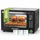 Stillstern Minibackofen mit Umluft 45L (DE Vers) Pizza Ø32, CYCLONE PRO+ Antihaftbesch, 13 Prog, Auftauen&Warmhalten, 8h Timer, Camping Mini Backofen mit Umluft Pizzaofen Mini Ofen klein Hähnchengrill