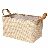 Jute-Aufbewahrungskorb, rechteckige Aufbewahrungskörbe mit Griff, faltbarer Organizer für Kleinteile, für Spielzeug, waschbarer Wäschebehälter (Farbe: B, Größe: klein) (A Medium)