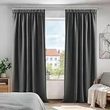 Deconovo Dicke Thermovorhänge Blickdicht Vorhang Gardinen Verdunkelungsvorhänge mit Kräuselband, 220x140cm(HöhexBreite), Dunkelgrau, 2er Set