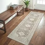 GENIMO Teppich Läufer 60x150CM Waschbare Küchenteppich, Kurzflor Schlafzimmer Tepich für Flur, rutschfest Boho Teppich Gegend, Braun