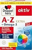 Doppelherz A-Z + Omega-3 Extra - 20 Vitamine, Mineralstoffe & Spurenelemente + Omega-3 + Lutein - Nur 1 Kapsel täglich - 120 Kapseln