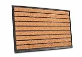 Hanse Home Fußmatte Kokos und Gummi für Innen und Außen - Outdoor Schmutzfangmatte Natur, Kokosmatte Outdoor Streifen, Wetterfest und rutschfest für Flur, Terrasse, Eingangsbereich - 45x75cm