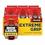 Scotch Box Lock Verpackungsklebeband - 6 Rollen mit Abroller, 48 mm x 20,3 m - Starkes Versand- und Verpackungsklebeband - Ideal zum Verpacken von Paketen und Kartons