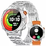 LIGE Smartwatch Herren mit Aod Mode,1.43'' Amoled HD Touchscreen Fitnessuhr IP68 Wasserdicht Schrittzähler mit 110 Sportmodi/45 Tage Batterie/Schlafmonitor Aktivitätstracker für iOS Android,Silber