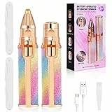 ACWOO Wiederaufladbarer Augenbrauen trimmer,2-in-1Gesichtshaarentferner für frauen,USB Elektrischer Haarentfernung,Schmerzfreie Augenbrauen Trimmer Frauen mit LED-Licht für Körper Lippen,Kinn,Wangen
