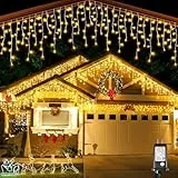 Moxled Lichterkette Außen 5M 200Led, Warmweiß Lichterkette Außen Strom Mit Timer Speicherfunktion, Transparente Kabel, Wasserdicht 8 Modi Weihnachtsbeleuchtung Für Außen Innen Garten Baum Weihnachten