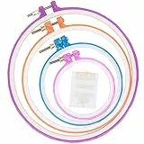 LAMXD 4 Größen,stickrahmen kunststoff, buntes rundes Stickrahmen-Set,embroidery hoop,Kunststoff, Kreis, Kreuzstich, Ringe zum Basteln, Nähen, inklusive 16 Stück Nähnadeln mit goldenem Öhr
